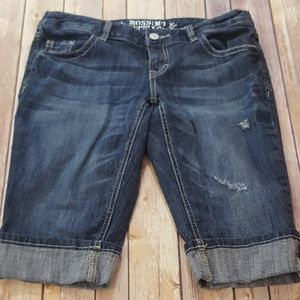 Distressed Denim Bermuda Shorts